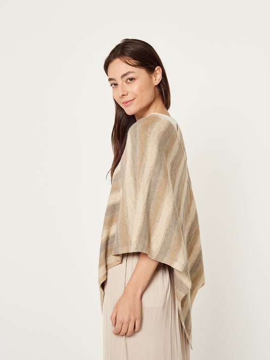 Poncho Alpaca 94 De Algodon Color Beige