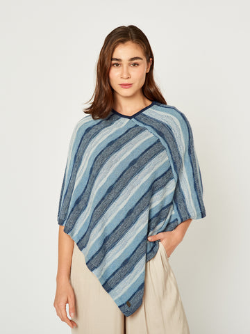 Poncho Alpaca 94 De Algodón Color Azul