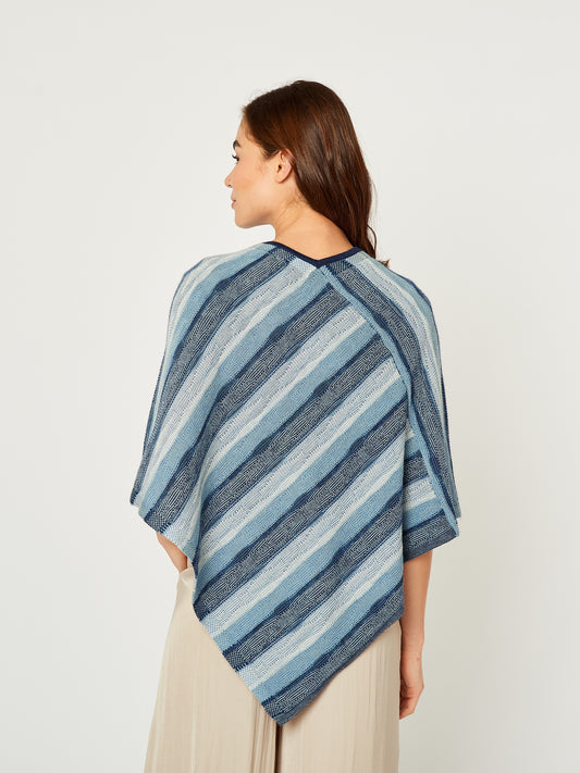 Poncho Alpaca 94 De Algodón Color Azul